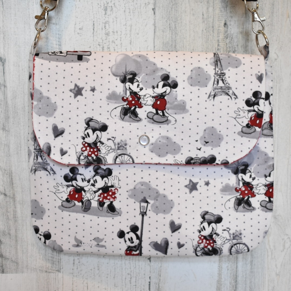 Mickey and Minnie in Paris Crossbody Shoulder Bag